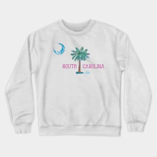 South Carolina Palmetto Tree and Moon by Jan Marvin Crewneck Sweatshirt